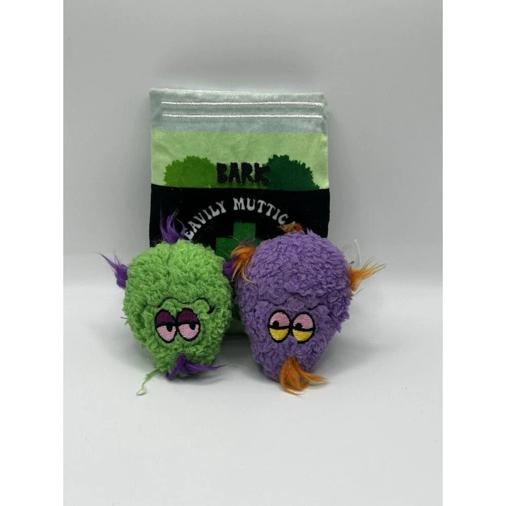 BARK D-OG Kush Dog Toy Bag with 2 Squeaky Nug Balls Set Funny Parod